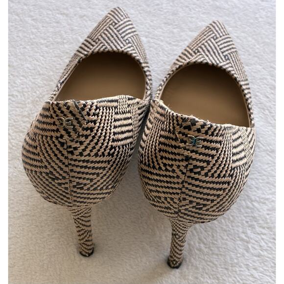 Sam Edelman Hazel Pumps Women's US 9 Tan Raffia Pointed Toe Stiletto Heel Shoes - Picture 6 of 11